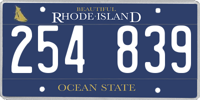 RI license plate 254839