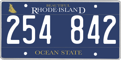 RI license plate 254842