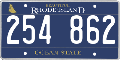RI license plate 254862