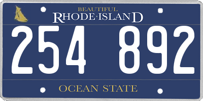 RI license plate 254892