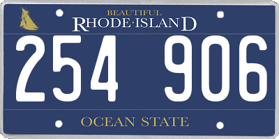 RI license plate 254906