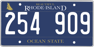 RI license plate 254909