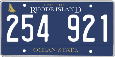 RI license plate 254921