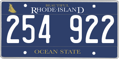 RI license plate 254922