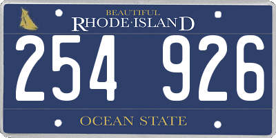 RI license plate 254926