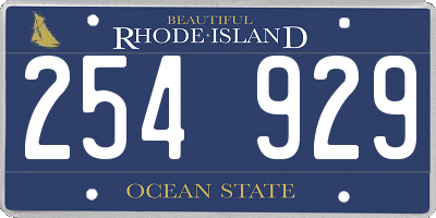 RI license plate 254929