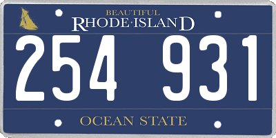 RI license plate 254931