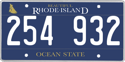 RI license plate 254932