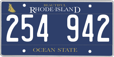 RI license plate 254942