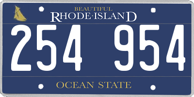 RI license plate 254954