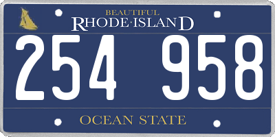RI license plate 254958