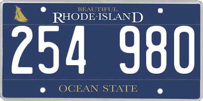 RI license plate 254980