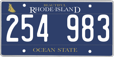 RI license plate 254983