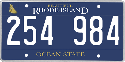 RI license plate 254984