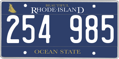 RI license plate 254985