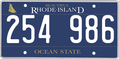 RI license plate 254986