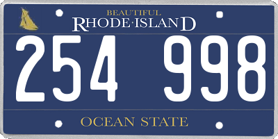 RI license plate 254998