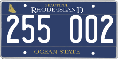RI license plate 255002