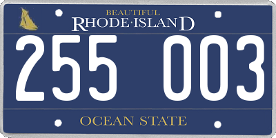 RI license plate 255003