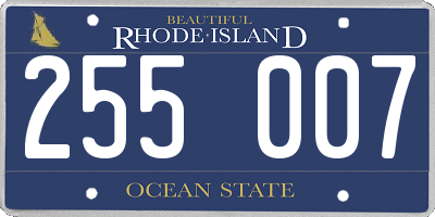 RI license plate 255007