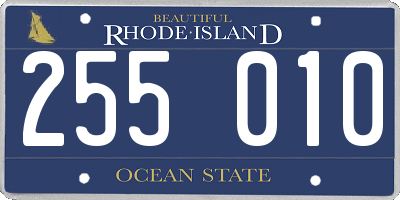 RI license plate 255010