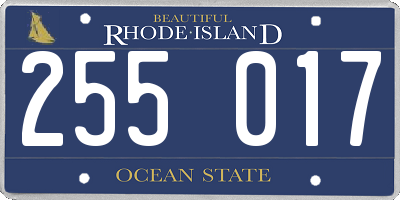 RI license plate 255017