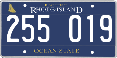 RI license plate 255019