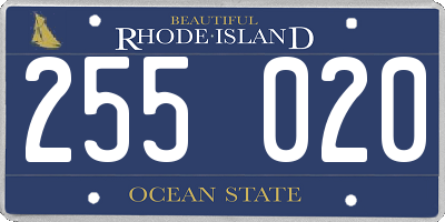 RI license plate 255020