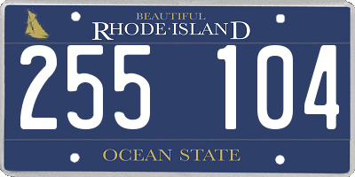 RI license plate 255104