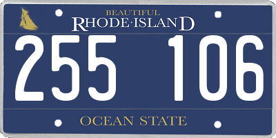 RI license plate 255106