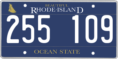 RI license plate 255109