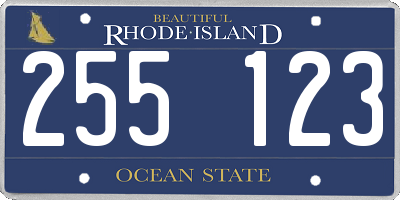 RI license plate 255123