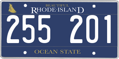 RI license plate 255201
