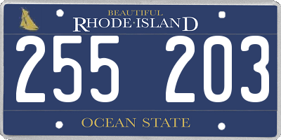 RI license plate 255203