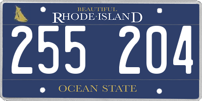 RI license plate 255204