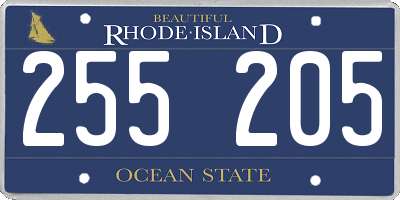 RI license plate 255205