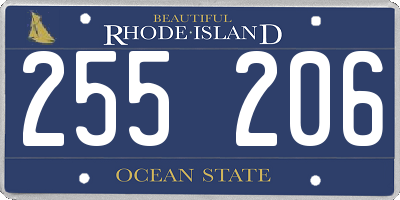 RI license plate 255206