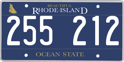 RI license plate 255212