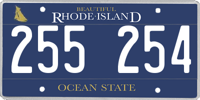 RI license plate 255254