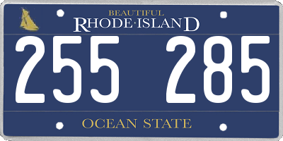 RI license plate 255285