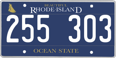 RI license plate 255303