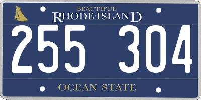 RI license plate 255304