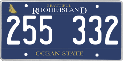 RI license plate 255332