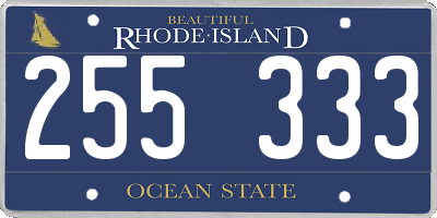 RI license plate 255333