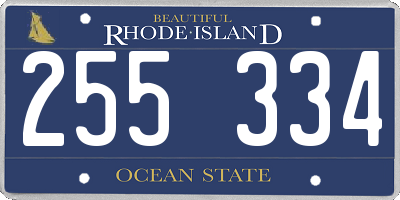 RI license plate 255334
