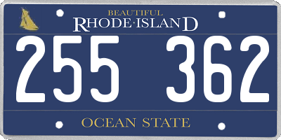 RI license plate 255362