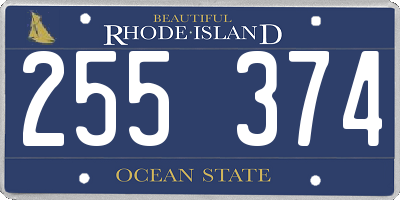 RI license plate 255374
