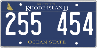 RI license plate 255454