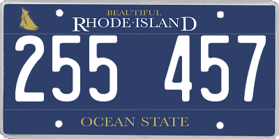 RI license plate 255457