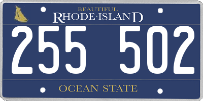 RI license plate 255502